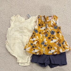 Floral Yellow and Cream Kids Outfit Set